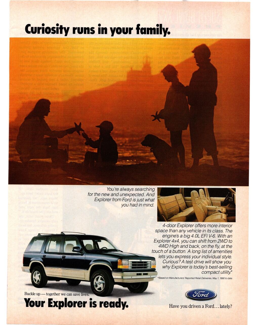 Ford Explorer Advertisement 1990 Vintage Automobilia Truck SUV Family Curiosity